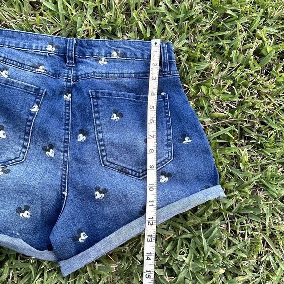 Disney Parks High Rise Button Fly Mickey Mouse Denim Jean Shorts Juniors Sz 9 - Picture 5 of 9